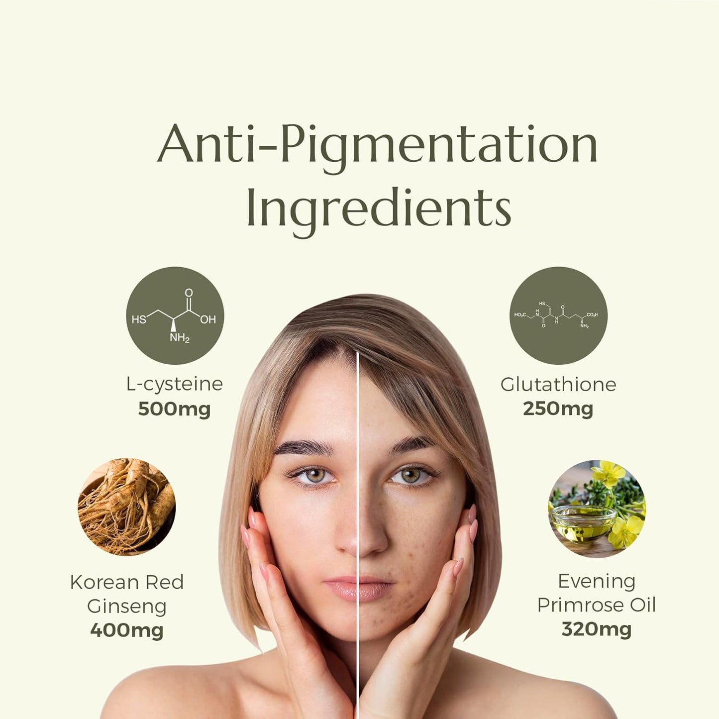 B’spoke Anti-Pigmentation | Daily Advanced Skin Support with L-Cysteine, Glutathione, Korean Red Ginseng & Primrose Oil | For Pigmentation, Dark Spots, Melanin Balance, Uneven Tone & Oxidative Stress | 60 Softgels | For Men & Women