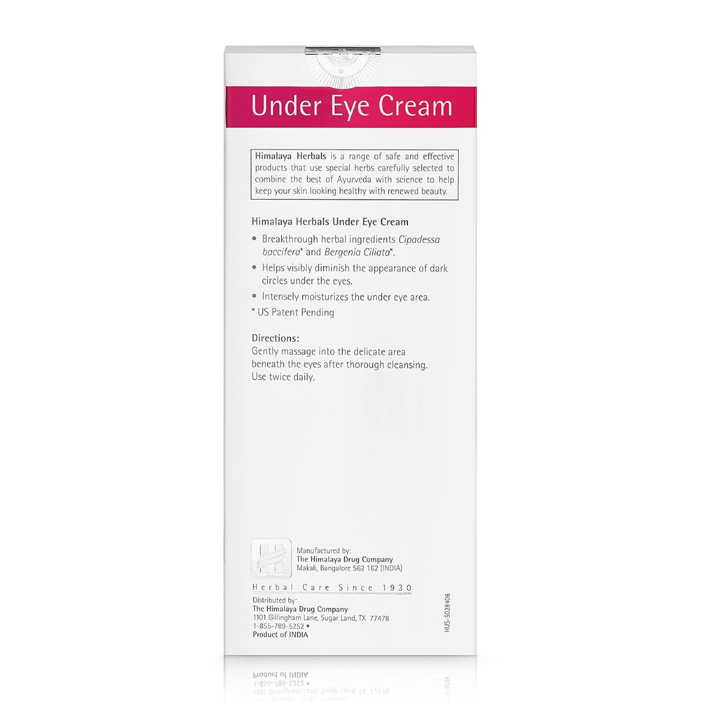 Box of Under Eye Cream with Himalaya Herbals branding on a white background