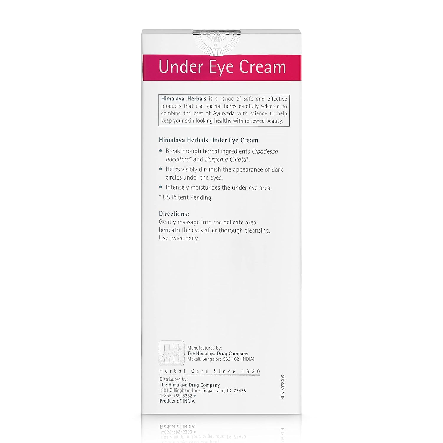 Box of Under Eye Cream with Himalaya Herbals branding on a white background