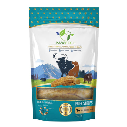 Pawfect Himalayan Cheese Puff Strips for Dogs - 100% Natural Crunchy Treat - High in Protein & Calcium - Healthy Training Treat - Grain-Free - Limited Ingredient Treats for Dogs (70g/2.47oz)