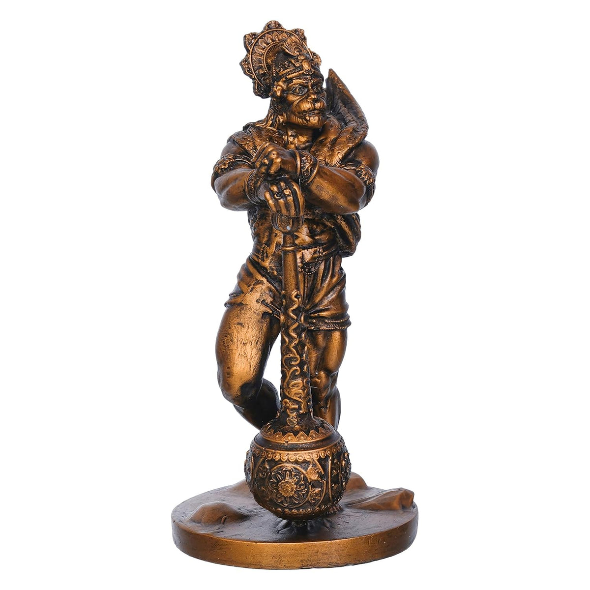 Golden Resin Hanuman Ji Murti with Gada | Lord Hanuman Idol for Car Dashboard Home Office Hanuman Statue Hanuman Murti Gift for Diwali Hanuman Jayanti Ram Navami Housewarming Birthday