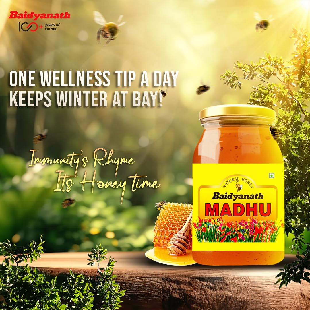 Baidyanath Madhu - 500g | No Sugar Adulteration |Natural Immunity Booster & Antioxidant Powerhouse| Weight Management, Cough Relief, Natural Honey & Sore Throat Relief