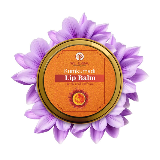 WE HERBAL Kumkumadi Lip Balm 8gm, Ayurvedic Lip Brightening & Lightening Balm for Dark Lips, Moisturising Lip Care with Shea Butter, Almond Oil & Kumkumadi Tailam, ChemicalFree