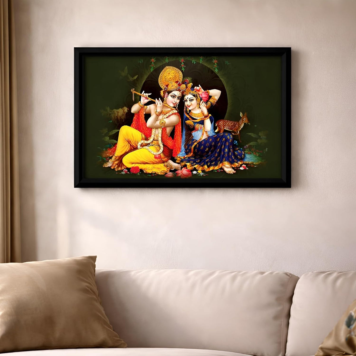 Raasleela Radha Krishna Art Framed Painting | Ready to Hang (Wood, 12inch x 18 inch)