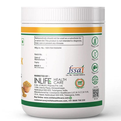 INLIFE Fenugreek Fibre Supplement | Gut Cleanse Detox & Digestive Health Powder | High Fiber & Protein | Weight Management, Manages Sugar, Bloating, Constipation & Acidity, 150g (Orange)