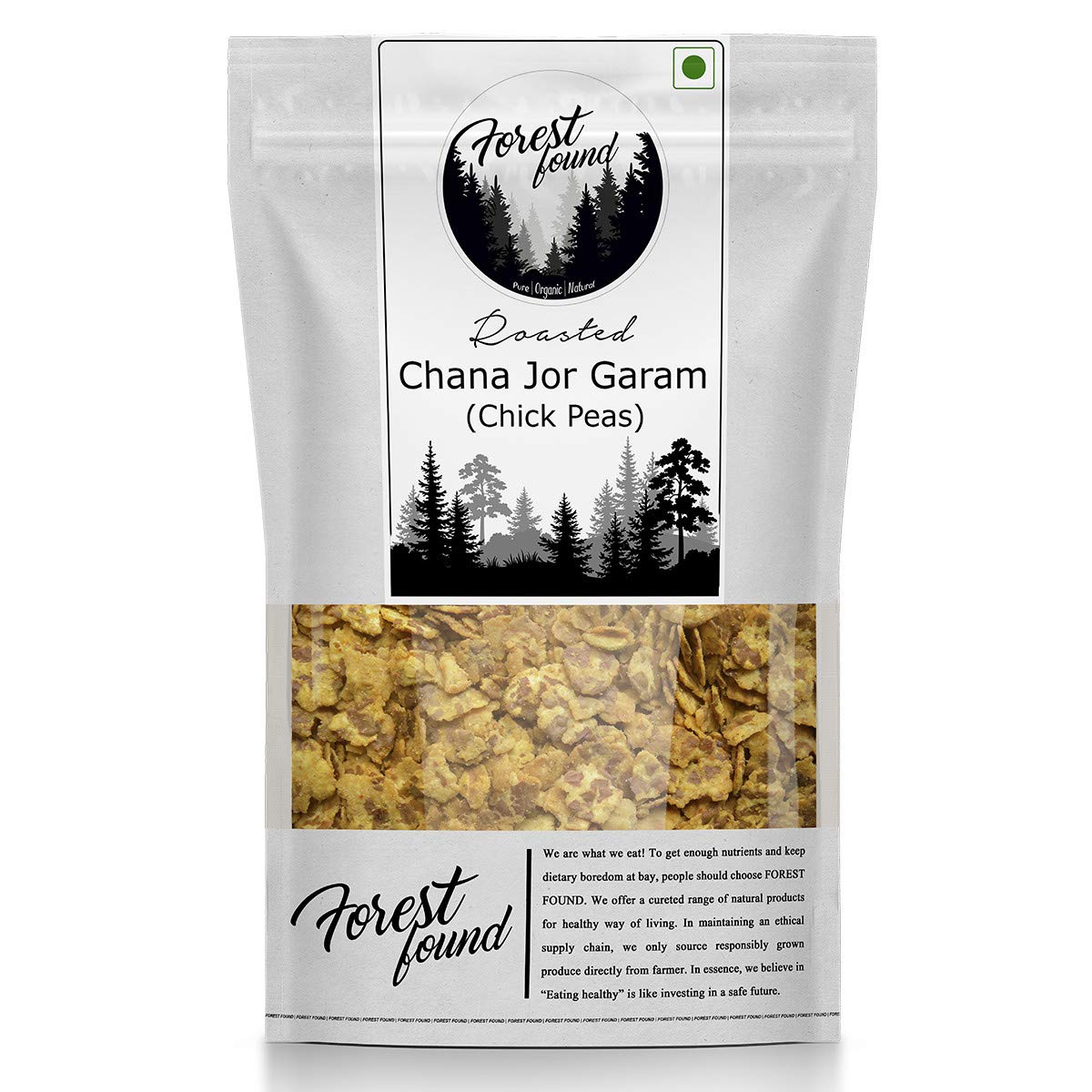Forest Found Vacuum Roasted Black Chana Jor (400g) | Zero Salt & No Masala Added | Low Fat Chana Snack | Gluten-Free & Oil-Free Namkeen | Healthy Roasted Gram for Weight Loss