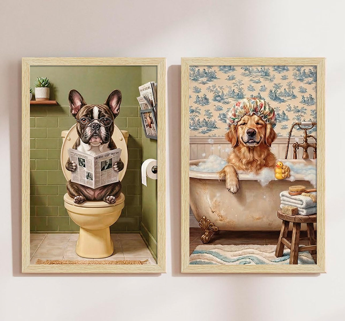 Dog Wall Art for Washroom & Bathroom Paintings | Washroom Photos Frame