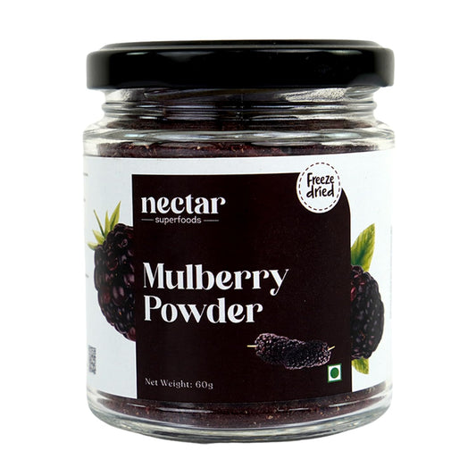 Nectar Superfoods Freeze Dried Mulberry Powder- 60 grams Jar-Pack of 1 Nos 100% Natural | No Added Sugar, Preservative-Free & Vegan | Processed in India