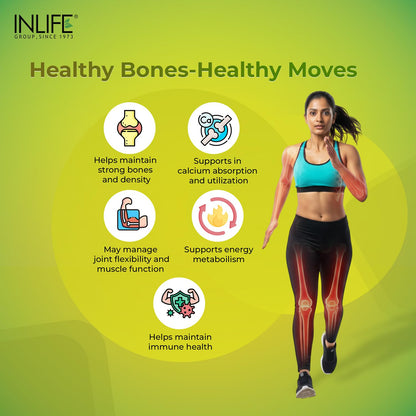 INLIFE Calcium Magnesium Zinc Vitamin D B12 | With K2 & Folic Acid Supplement | Bone & Joint Support Supplement for Women and Men - 120 Tablets (Pack of 1, 120)