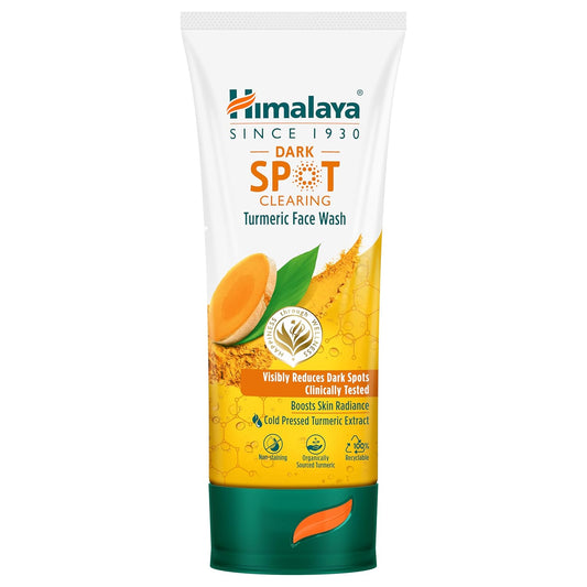 Himalaya Dark Spot Clearing Turmeric Face Wash tube on a white background