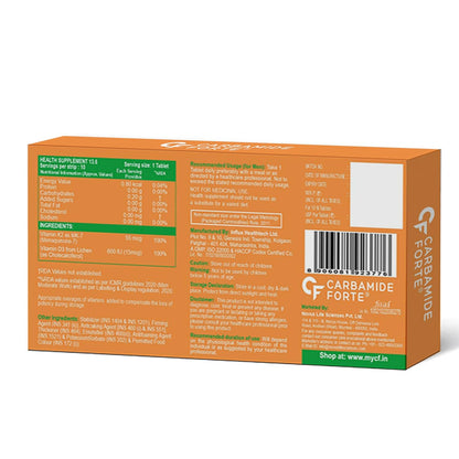 Carbamide Forte Vitamin D3 K2 Supplement | Vitamin K2 MK7 To Support Bone & Heart Health | Veg D3 - Lichen - 10 Tablets