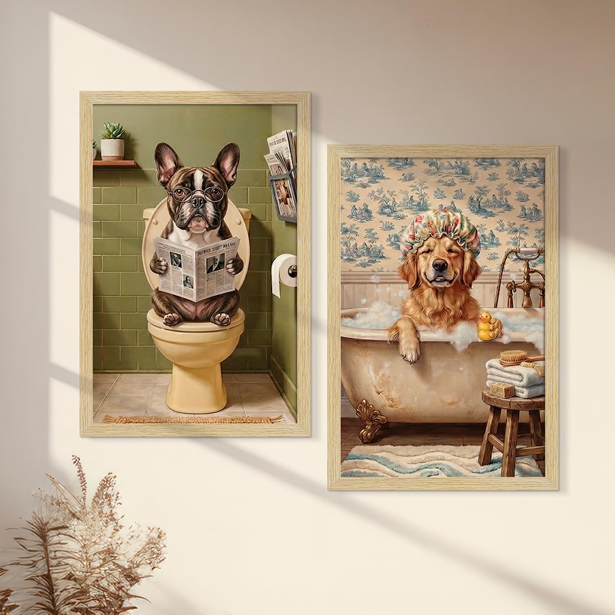 Dog Wall Art for Washroom & Bathroom Paintings | Washroom Photos Frame