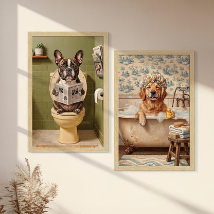 Dog Wall Art for Washroom & Bathroom Paintings | Washroom Photos Frame