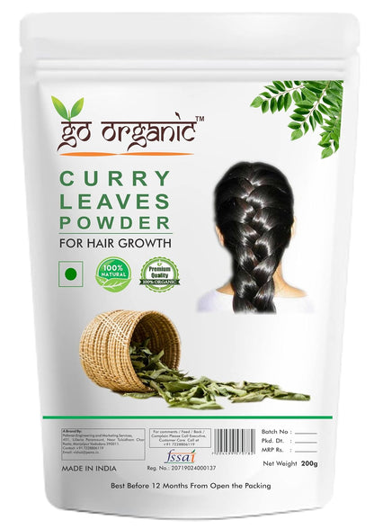 Go Organic Curry Leaves Powder Curry Leaves To Grow Long, Strong And Shiny Hair (200 Grm)
