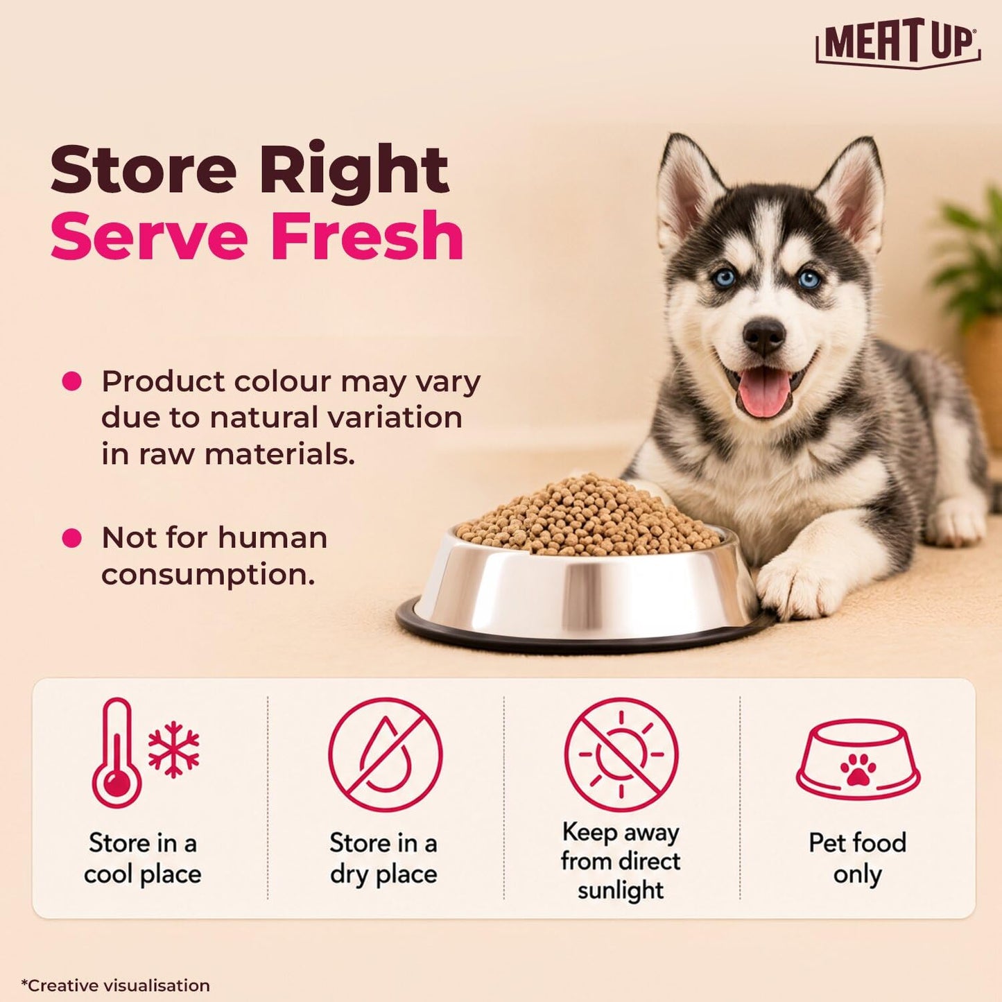 Meat Up Puppy Dry Dog Food 1.2kg Pack| Chicken & Milk Flavour | Supports Growth | Highly Palatable & Easily Digestible