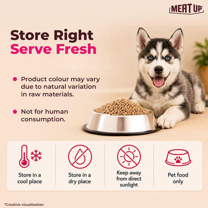 Meat Up Puppy Dry Dog Food 1.2kg Pack| Chicken & Milk Flavour | Supports Growth | Highly Palatable & Easily Digestible