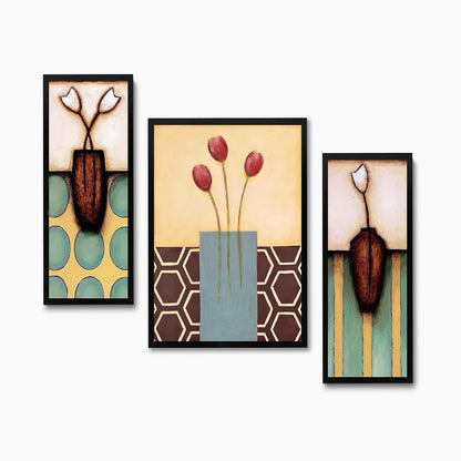 Wall Painting Frames For decor, Pictures Frame For Living Room, Home Decoration, Bedroom, Set of 3, 1pc- 23 x 30 cm, 2pc- 12.5 x 30 cm (Design 10)