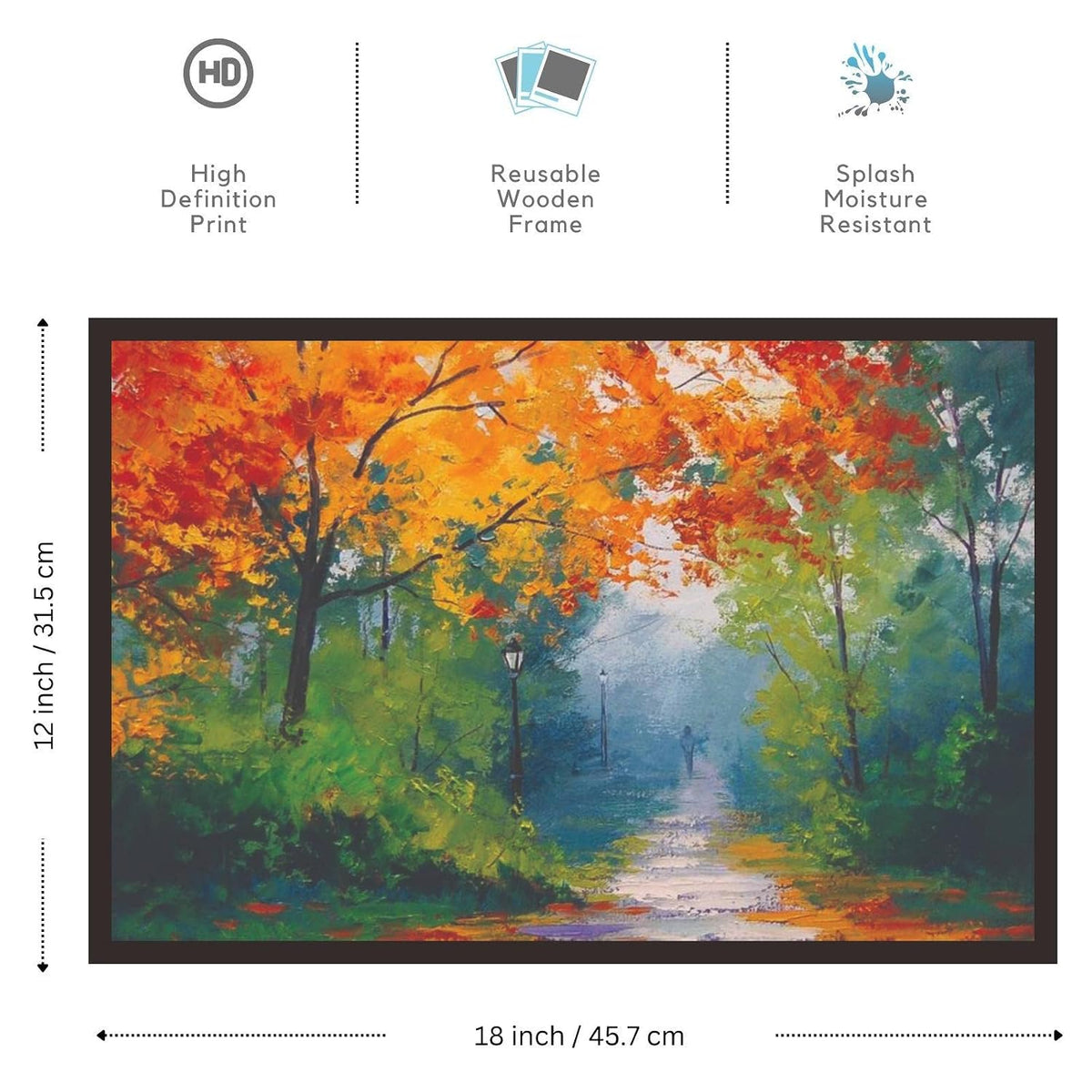 Tree Scenery Framed Photo, Wall Hanging Home Decor Painting for Living Room & Bedroom Decoration (18 x 12 Inch,Paper)
