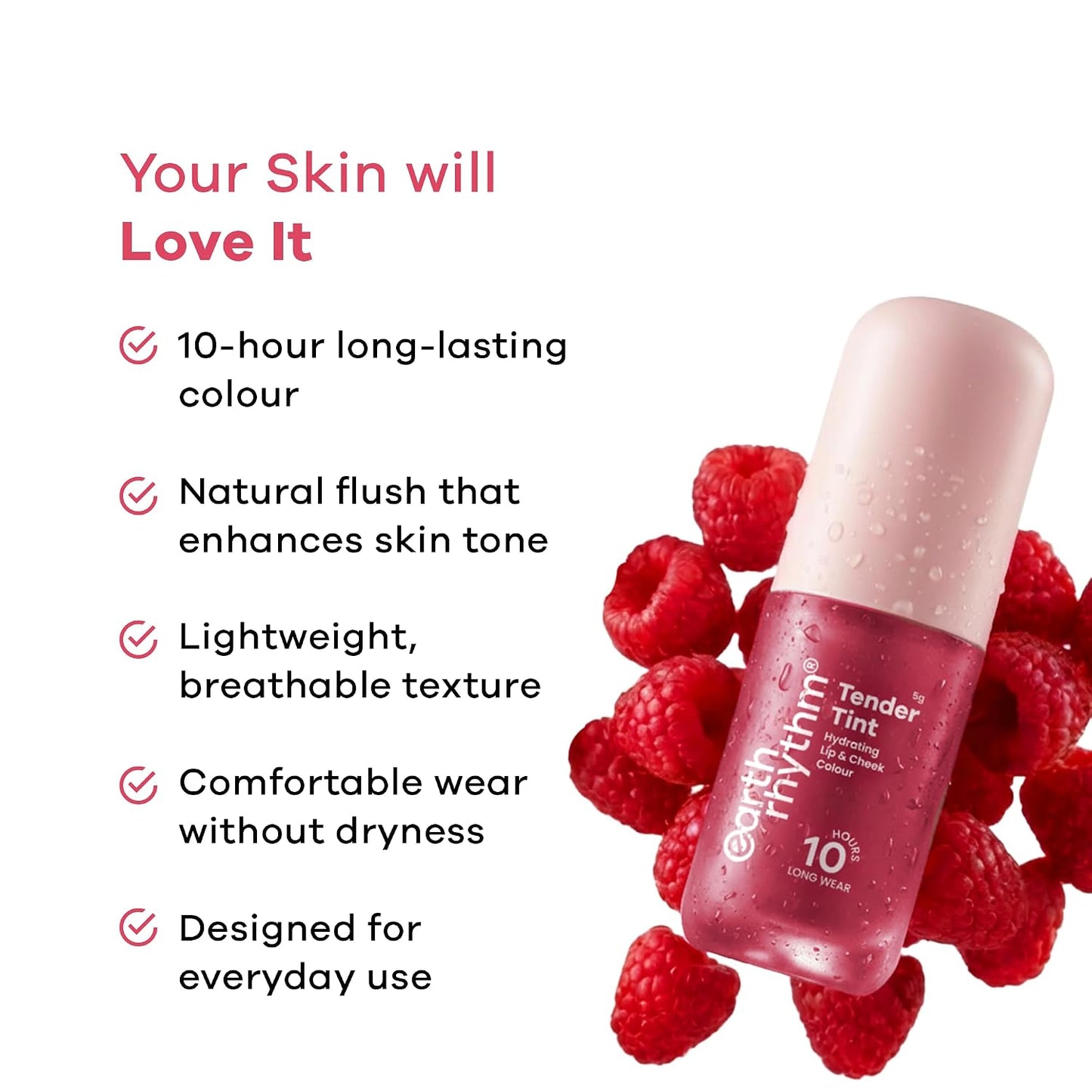 Earth Rhythm Tender Tint for Lip & Cheek with Pure Plant Pigments 10 H Stay - Rosé