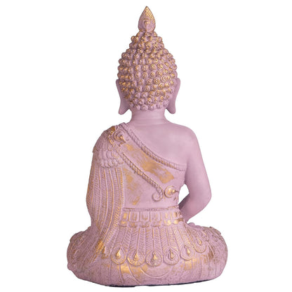 Buddha Idol for Home Decor | White Gautam Buddha Statue Showpiece for Living Room, Office & Temple | Resin Shakyamuni Buddha Figurine | Housewarming Gift (Pink |10 inch)