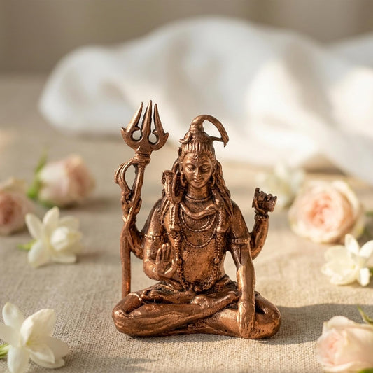 Pure Copper Shivji (Mahakaal) Murti | Handcrafted Copper Idol for Pooja Room, Vastu Decor | Traditional & Auspicious Religious Hindu God Showpiece & Gift Item | 93gm (5.5x3.5 cm)