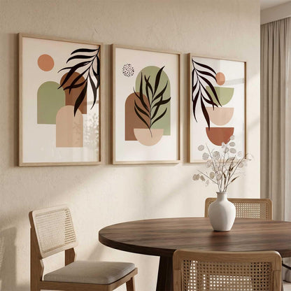 Boho Painting Wall Art Home Decoration Paintings With Frame For Living Room Bed Room Hotel Wall Decor Digital Reprint Set of 3 (13X17 inch)