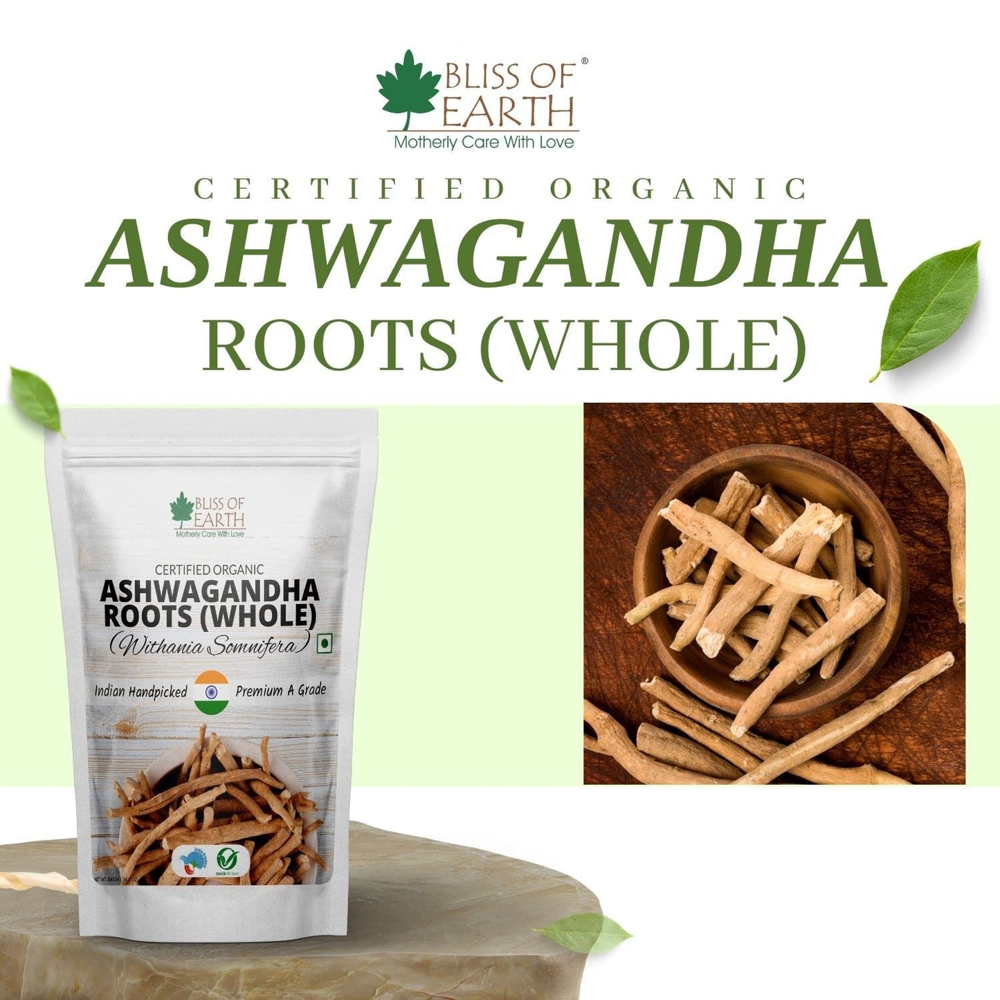 Bliss of Earth Ashwagandha Powder 200gm Organic Whole Premium Grade Great for Health & Wellness