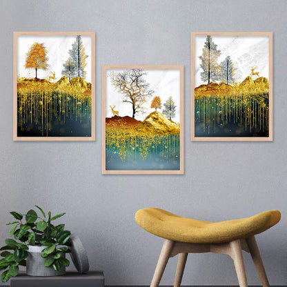Modern Wall Art framed Painting for Wall Decoration - Wall Paintings for Living Room, Bedroom - Big Size Wall Painting Set of 3 (Art 5, 10x13 inch)