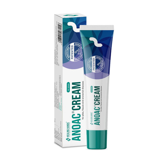 Healing Hands Anoac Cream for Piles, Fissures & Perianal Wounds - 30gm, Patented Plant Based Piles & Fissure Solution, Clinically Proven, Herbal & Natural Piles Care