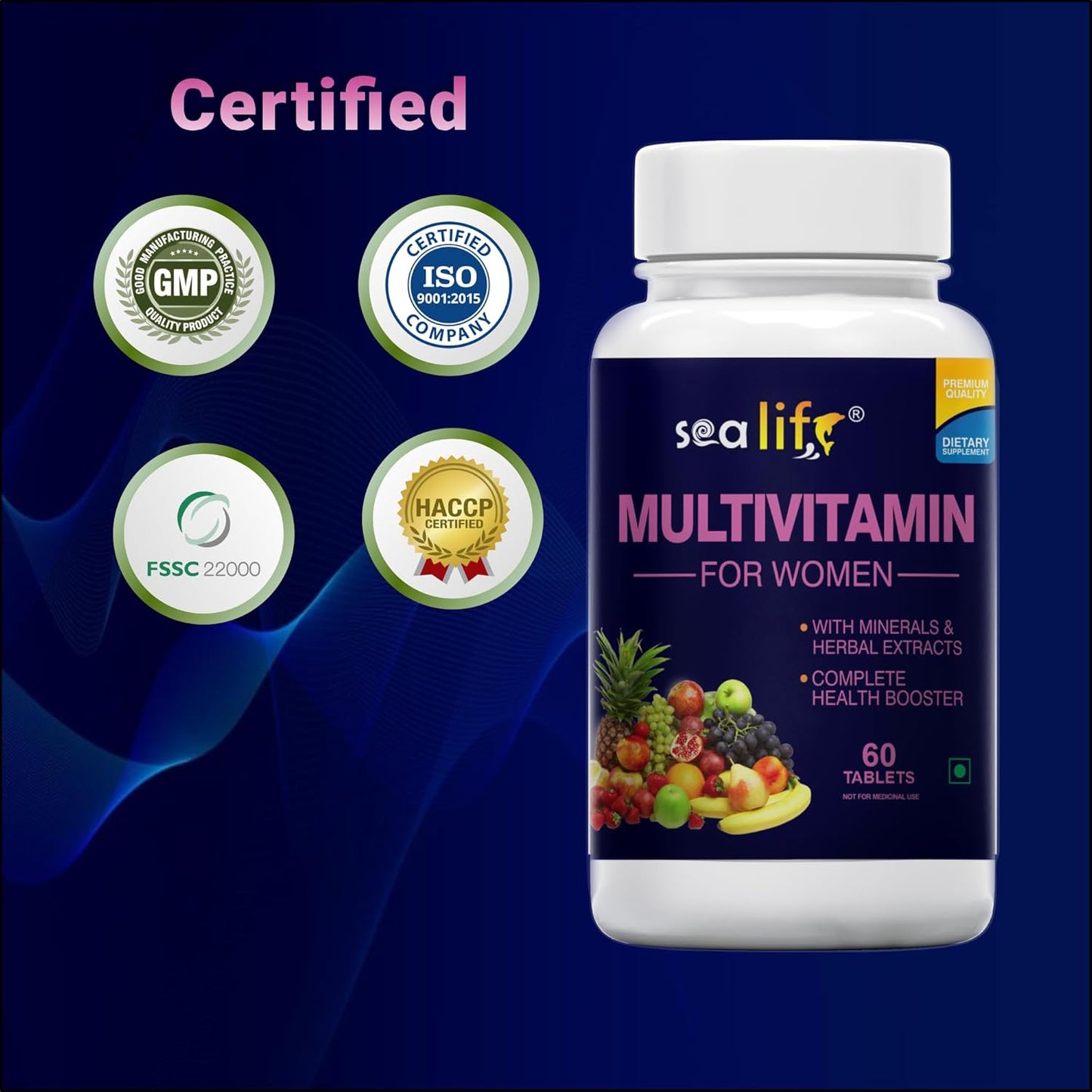 Sea Life Multivitamin For Women Complete Health Booster Vital Vitamins & Minerals with Herbal Extracts For Daily Health & Immunity (Pack of-1)