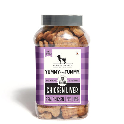 Yummy in My Tummy by HUFT Chicken Liver Dog Biscuits – 320 gm | Crunchy & Healthy Treats for Dogs | High-Protein Snack | Ideal Training Treat | Suitable for All Life Stages & Breeds Dogs