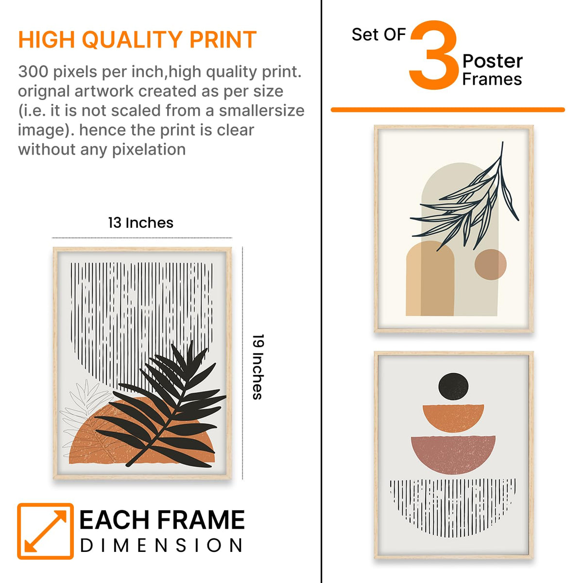 Boho Painting for Wall Decoration - Modern Art Wall Decor Framed Painting for Living Room Bedroom - Framed Wall Posters/Paintings with Frame (Boho 1, 13x19 inch)