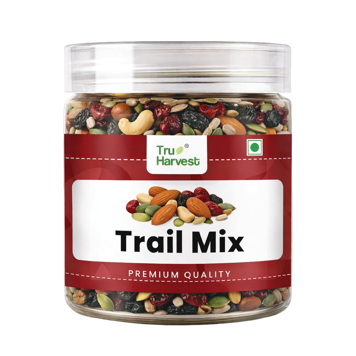 Tru Harvest Premium Trail Mix with [Almonds, Cashews, Cranberries, Pumpkin Seeds & Berries] | 250g Jar | No Preservatives | Source of Protein, Fiber & Good Fats | Healthy Snack with Nuts, Seeds & Dried Berries
