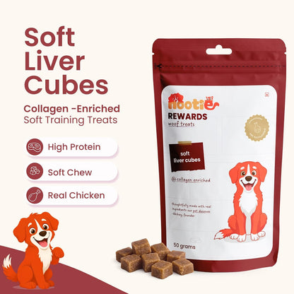 Nootie Rewards Soft Liver Cubes for Dogs 50g | High Protein Dog Treats