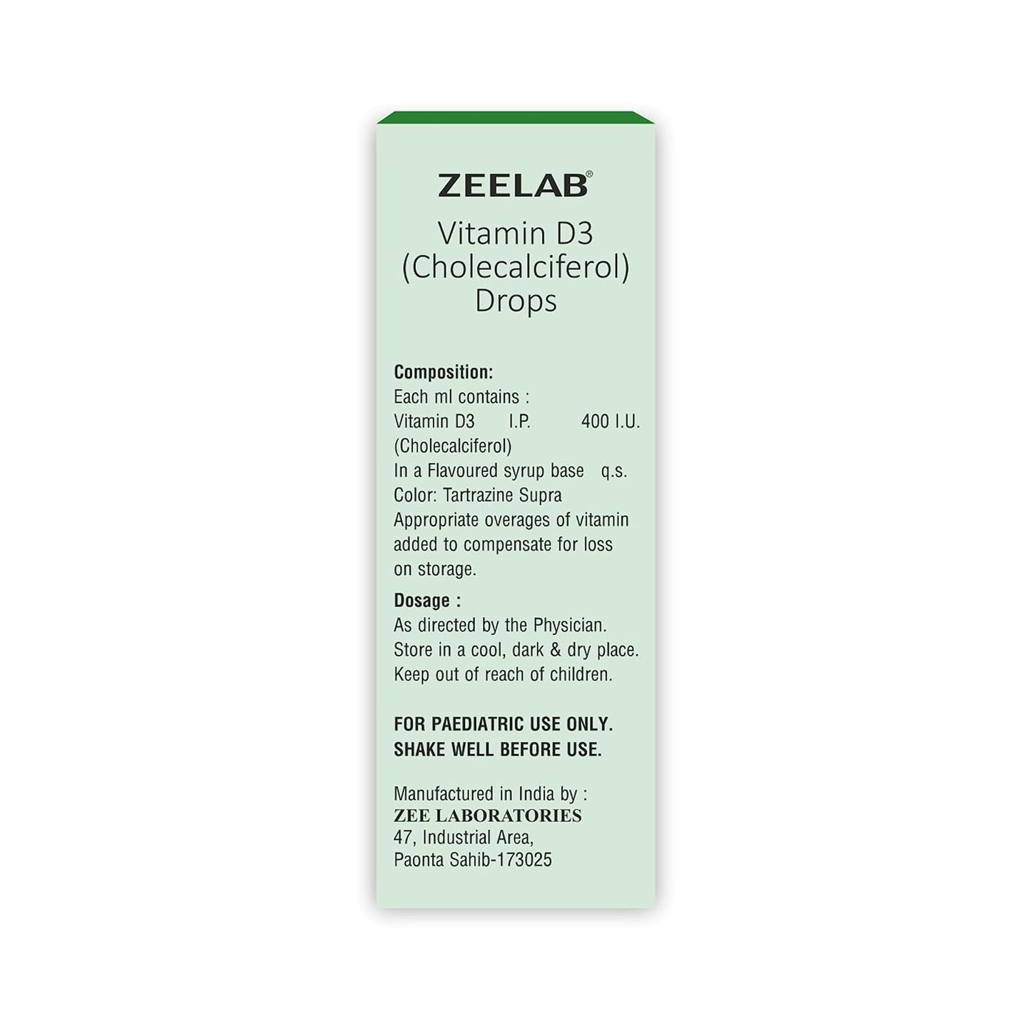 Zeelab Vitamin D3 drops packaging on a white background