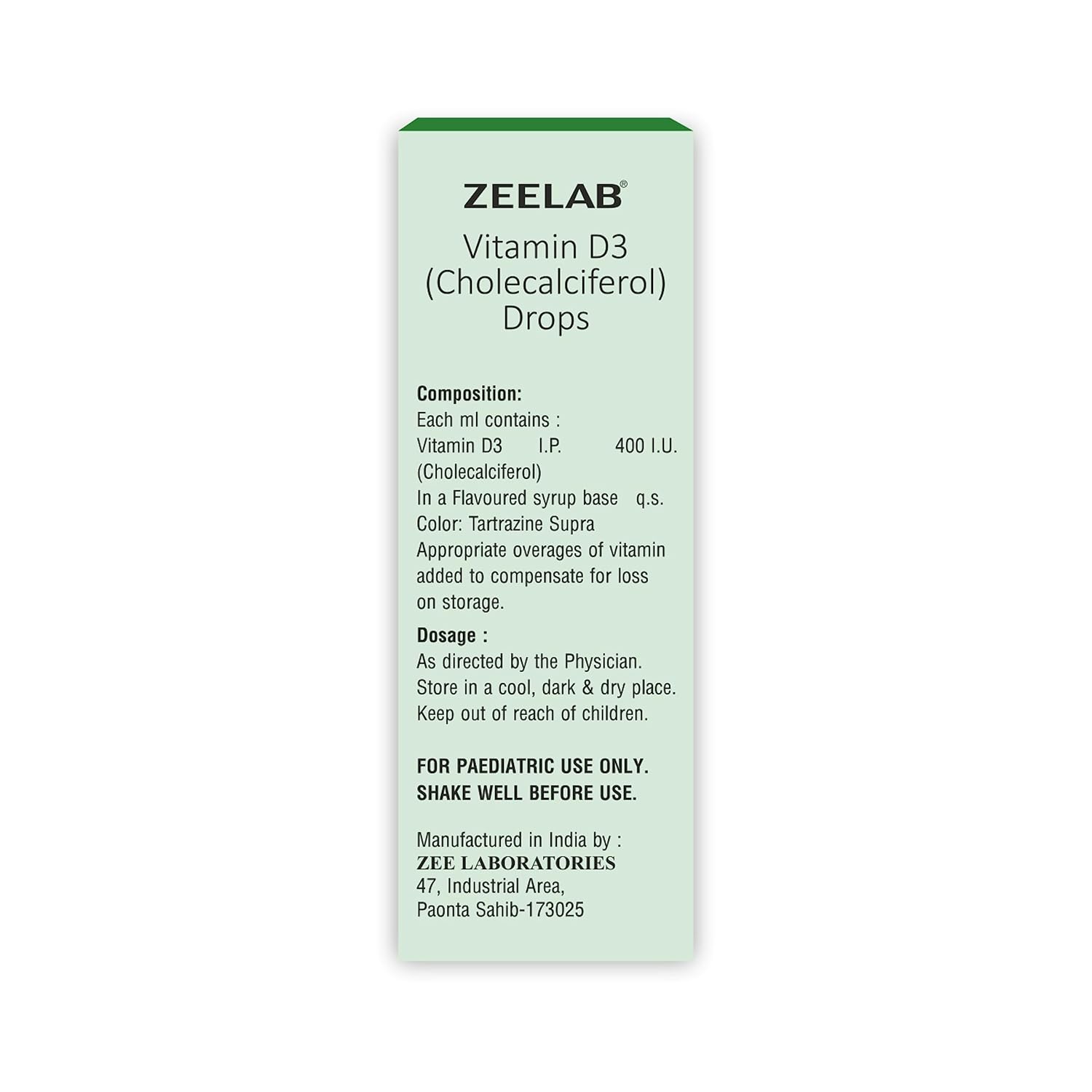 Zeelab Vitamin D3 drops packaging on a white background