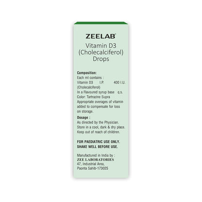 Zeelab Vitamin D3 drops packaging on a white background