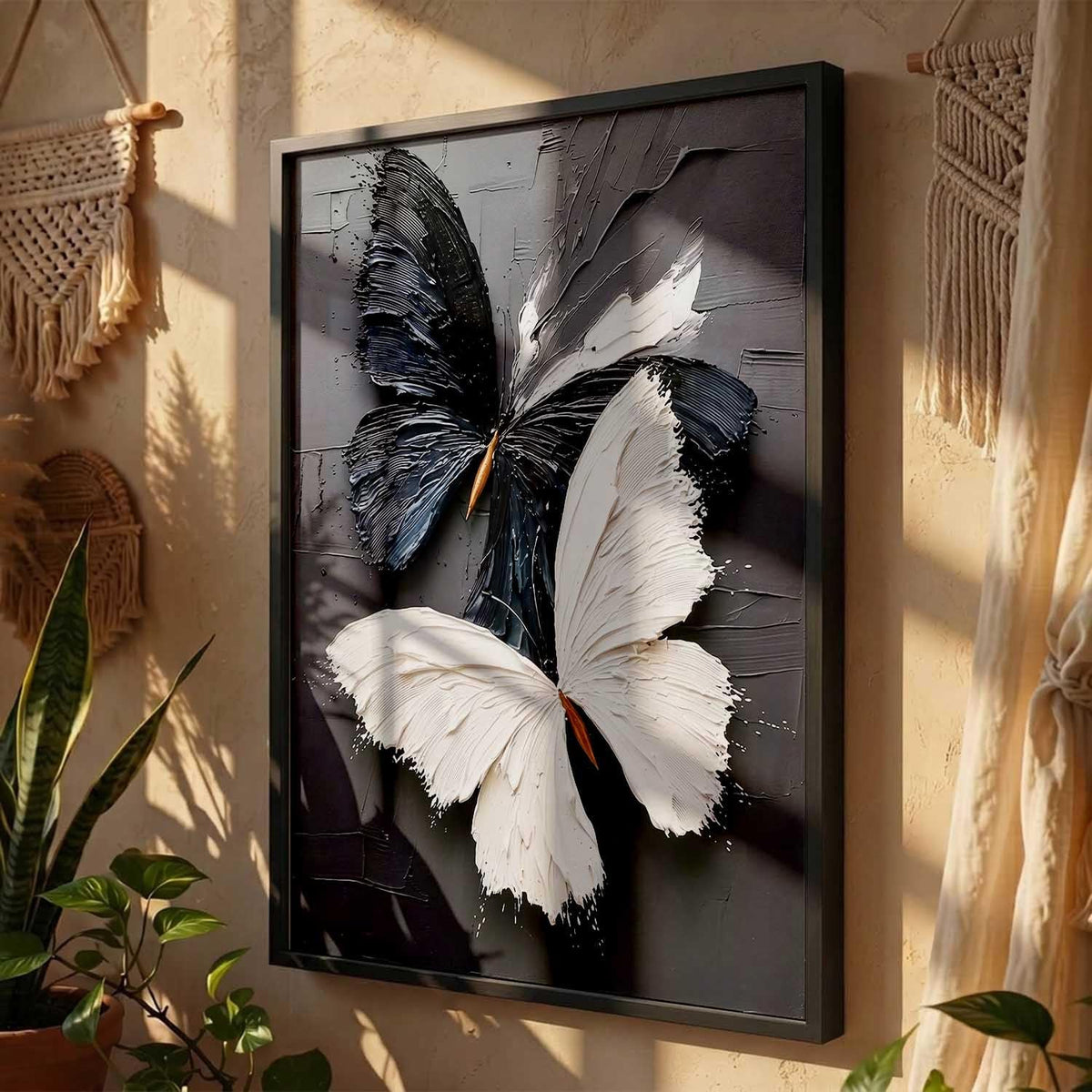 Butterfly Art Wall Painting Home Decoration With Frame For Living Room Bed Room Hotel Wall Decor Digital Reprint Engineered Wood (13X17 INCH)