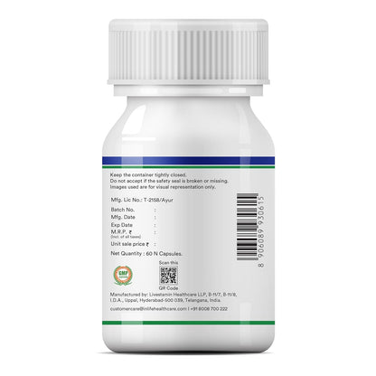 INLIFE Immunity Plus Supplement Natural Vitamin C (Amla) Guduchi Ashwagandha Marica Licorice Ayurvedic Herbal Formula - 60 Vegetarian Capsules