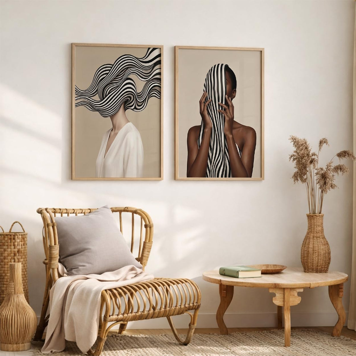 Modern Art Wall Painting Set of 2 for Living Room | Premium HD Printed Wall Frames for Bedroom, Office & Home Decor | Minimalist Contemporary Wall Art (Ready to Hang) (M.9, 13x19 inches)