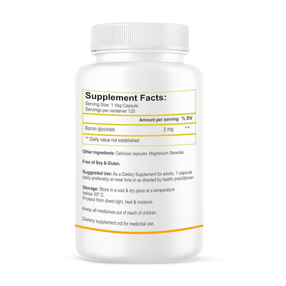 Biotrex Nutraceuticals Boron 3mg | 120 Veg Capsules | Build Strong Bones | Improve Muscle Coordination
