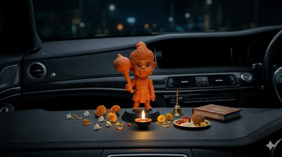 B.R STORE Kesri Hanuman Idol for Home Dcor & Pooja | Bajrangbali Murti with Orange Finish | Spiritual Statue for Temple, Office, Car Dashboard & Gift (kesri Hanuman)