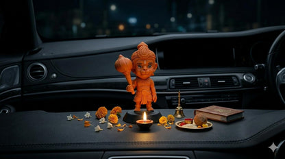 B.R STORE Kesri Hanuman Idol for Home Dcor & Pooja | Bajrangbali Murti with Orange Finish | Spiritual Statue for Temple, Office, Car Dashboard & Gift (kesri Hanuman)