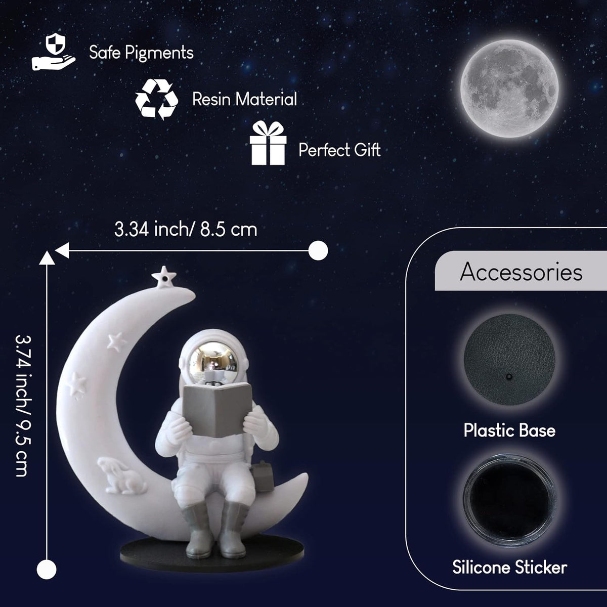 Street27® Cute Outer Space Astronaut Figurine Action Figure Toys Statue for Showpiece Home Living Room Decor Office Desktop Decoration Car Dashboard, Kids Birthday Party Gift, Resin