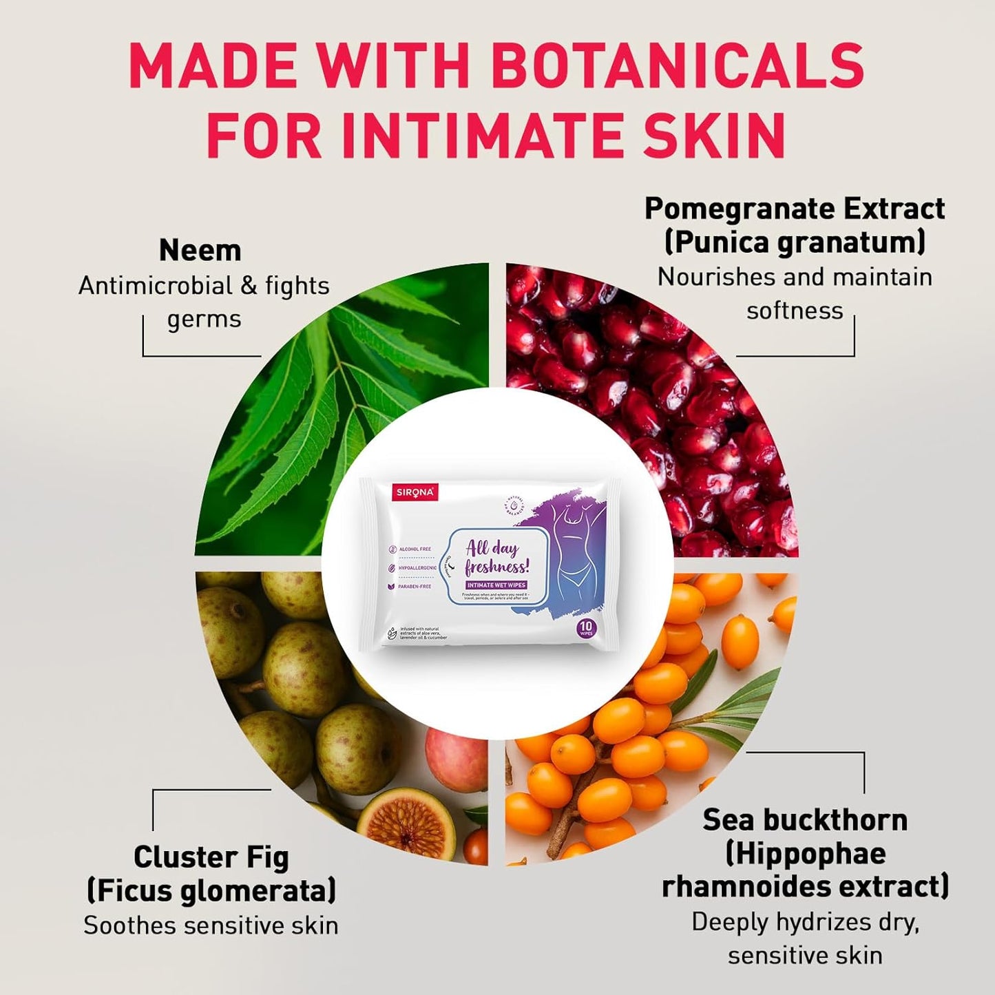 Product packaging with botanical ingredients and text on a white background