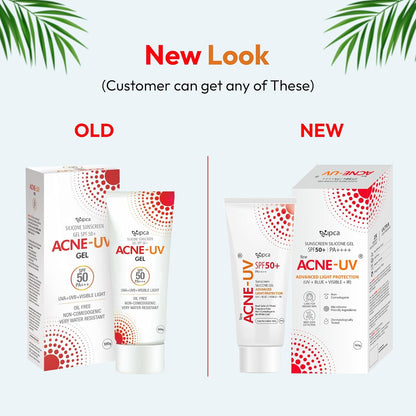 Ipca New Acne-UV Sunscreen SPF50 PA++++ | 100g Acne-UV Gel Sunscreen | Non Comedogenic | Silicone Gel | Oil-Free | UVA/UVB Protection | Water Resistant | No White Cast | Suitable for All Skin Types