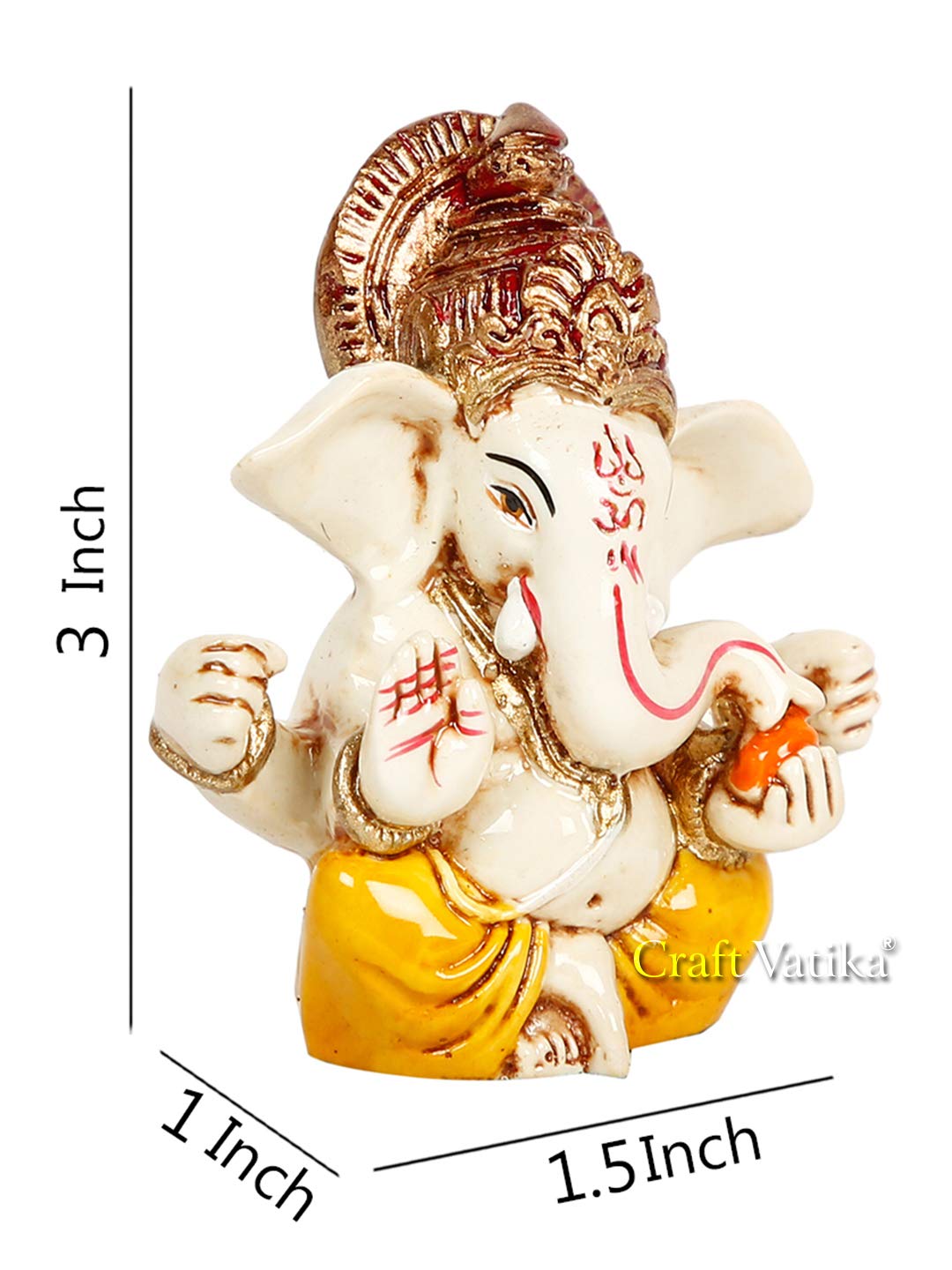 Ganesh Idol Murti Statue for Car Dashboard Gift Lord Ganesha Ganpati Idols Showpiece Figurine for Home Pooja Room Diwali Decoration., Resin, 6.4cm, 3.8cm
