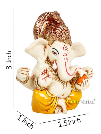 Ganesh Idol Murti Statue for Car Dashboard Gift Lord Ganesha Ganpati Idols Showpiece Figurine for Home Pooja Room Diwali Decoration., Resin, 6.4cm, 3.8cm