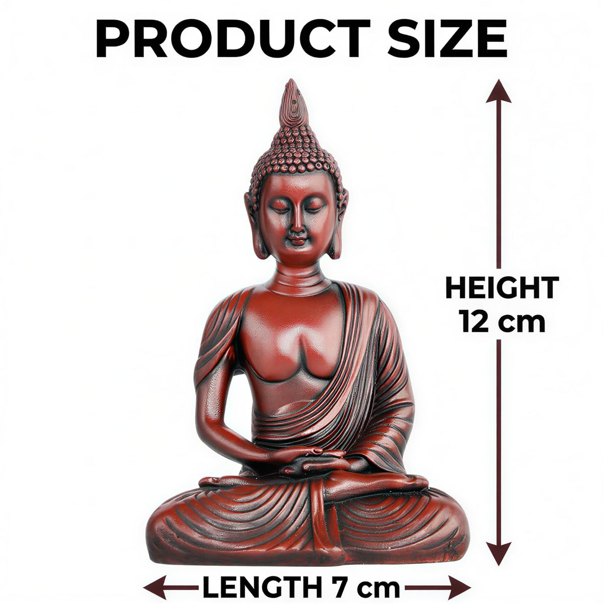 New Sitting Meditating Buddha Statue showpiece Idol Home Decor Items for Living Room and Gifts (Maroon)