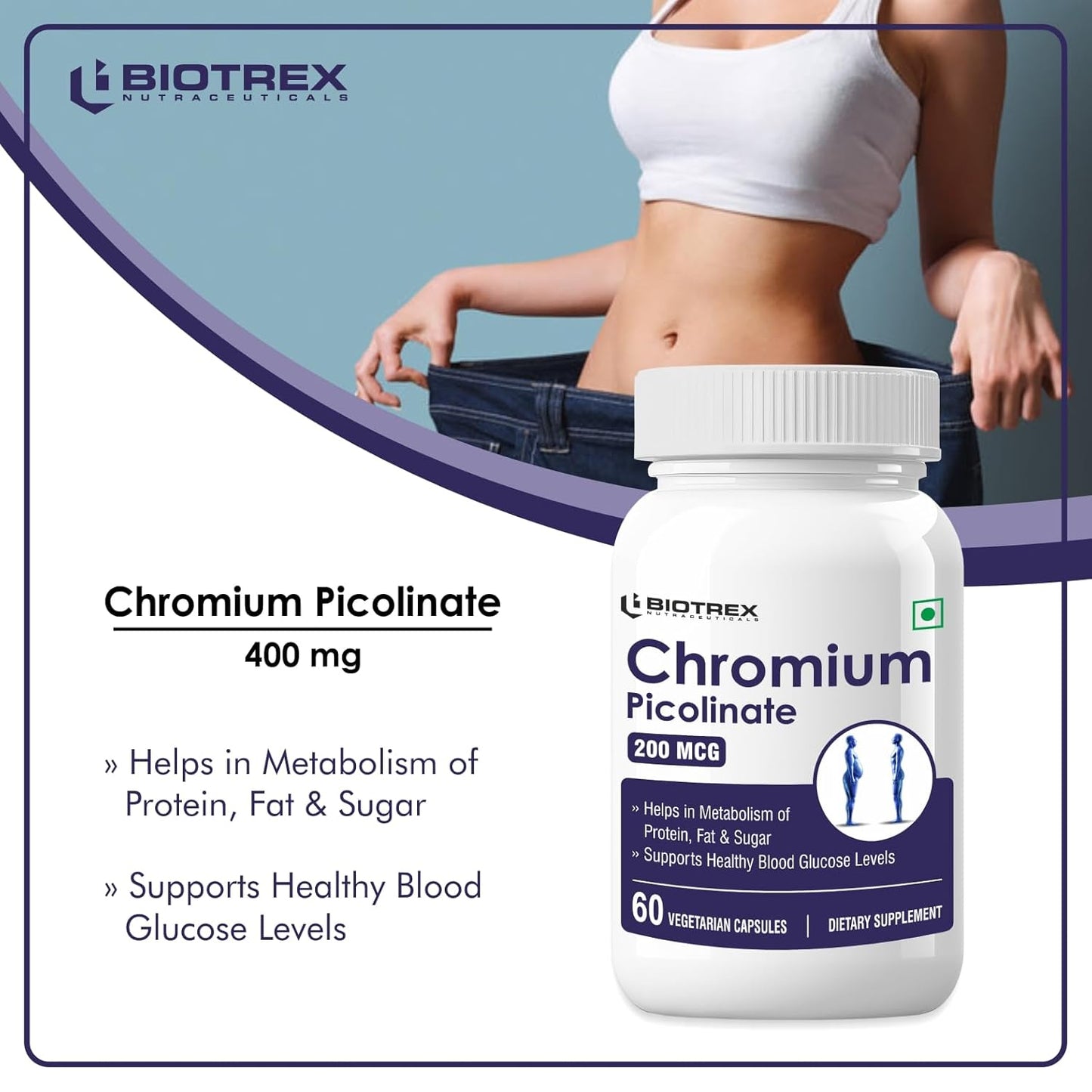 Biotrex Nutraceuticals Chromium Picolinate 200 mcg - 60 Capsules